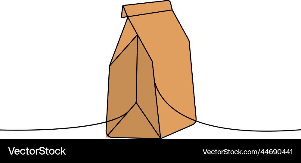 Paper bag one line colored continuous drawing Paper bag one line colored continuous drawing Vector Image
