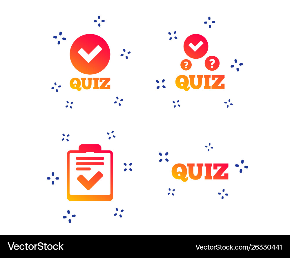 Quiz icons checklist with check mark symbol vector image