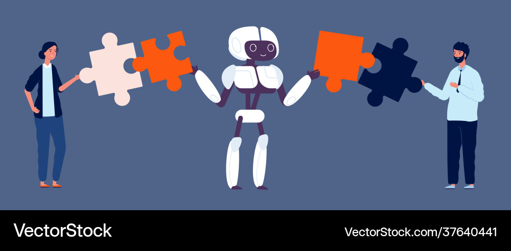Robotics integration cooperation business Robotics integration cooperation business vector image