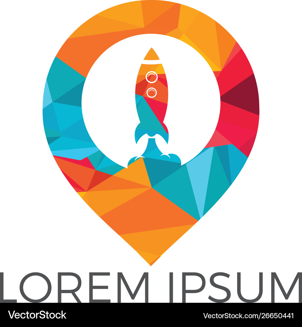 Rocket and map pointer logo design Vector Image
