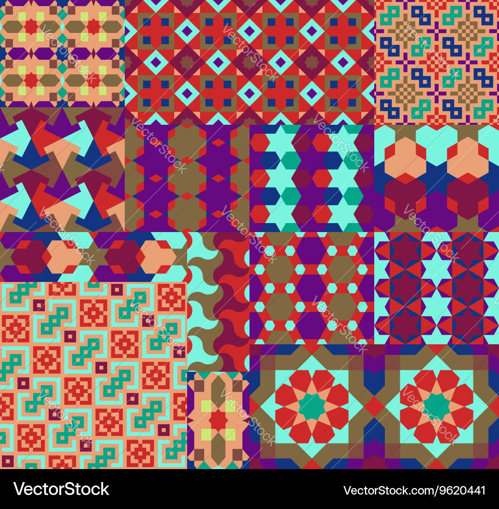 Seamless patterns set in moroccan style vector image