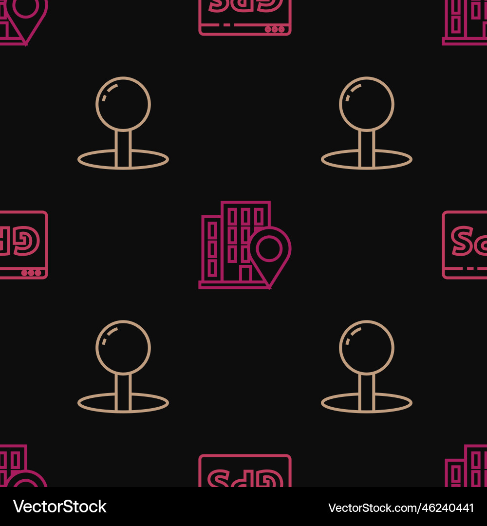 Set line gps device with map push pin Set line gps device with map push pin vector image