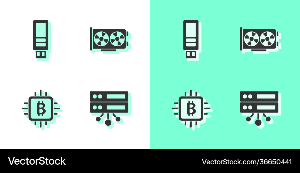 Set server usb flash drive cpu mining farm vector image
