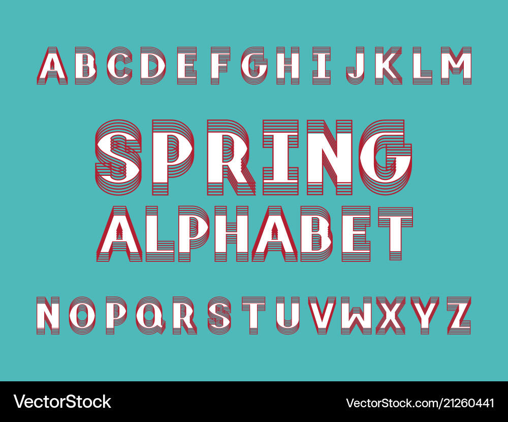 Spring bold font alphabet Spring bold font alphabet vector image