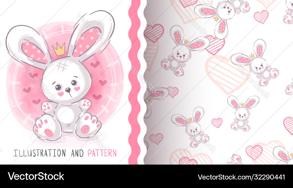 Teddy cute Kaninchen - nahtloses Muster Teddy cute Kaninchen - nahtloses Muster vektorbild
