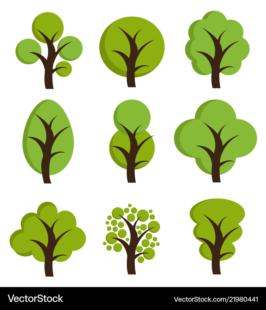 Tree Icon Set - Forest Elements vector image