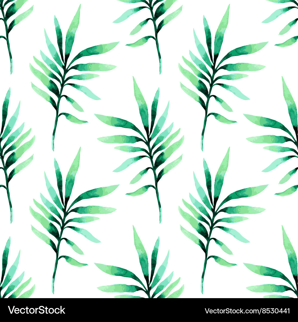 Watercolor Leaf Seamless Pattern vector image