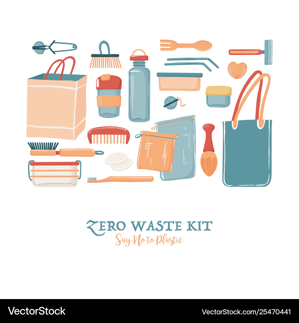 Zero waste objects for men in square shape Zero waste objects for men in square shape vector image
