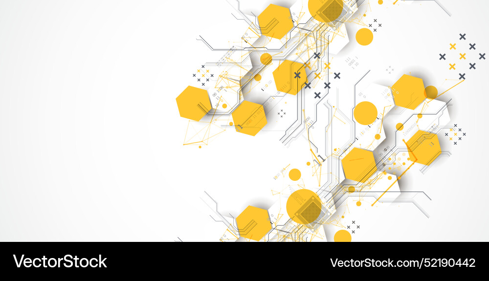 Abstract circuit board background with hexagons Abstract circuit board background with hexagons vector image