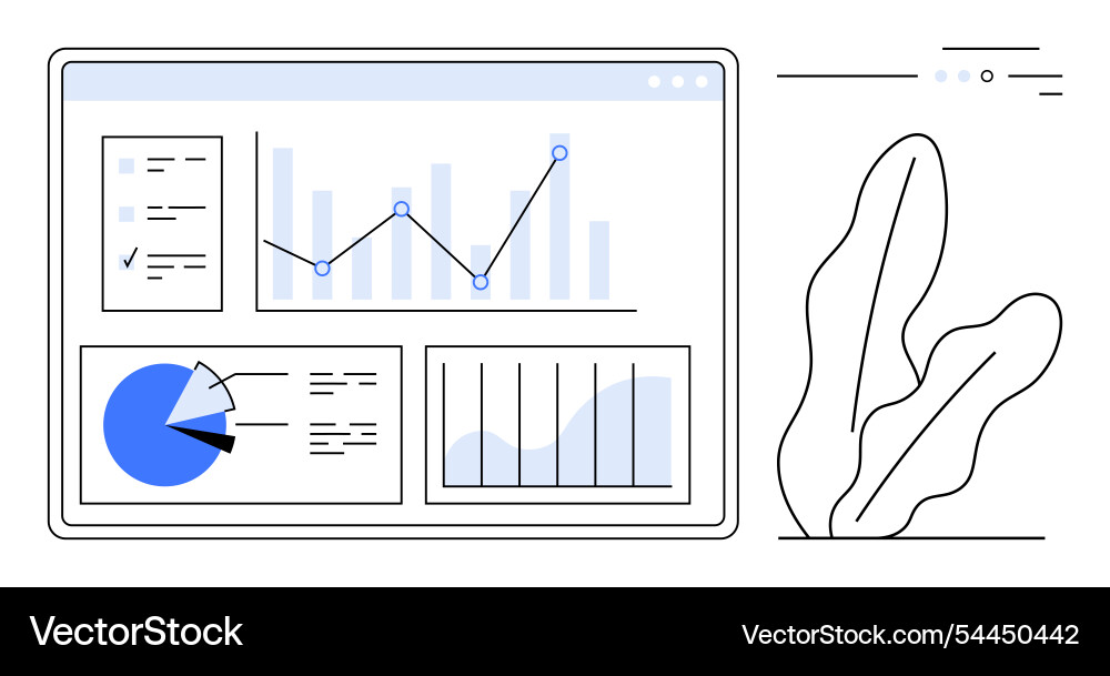 Digital dashboard with analytical graphs Digital dashboard with analytical graphs vector image