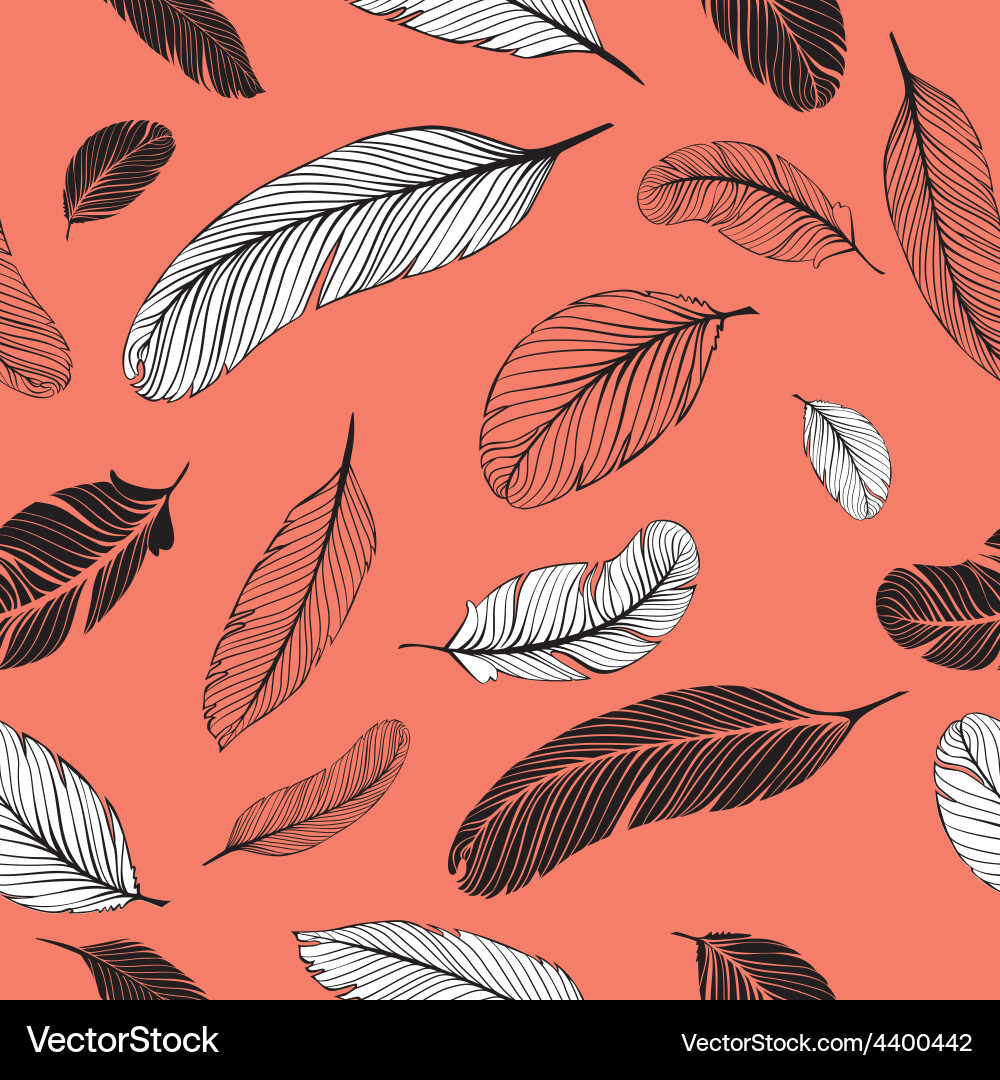 Feathers pattern pink Vector Image