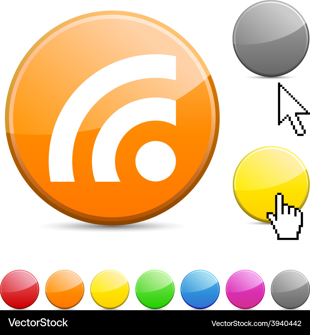 Glossy RSS Button Icon vector image