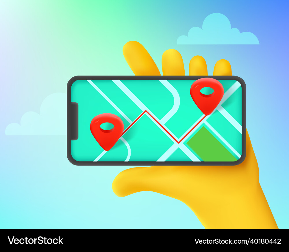 Man holding smartphone with navigation Man holding smartphone with navigation vector image