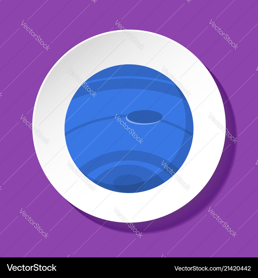 Planet neptune icon in flat style on round button Planet neptune icon in flat style on round button vector image