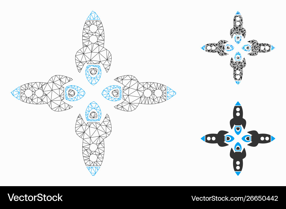 Rockets mesh network model and triangle Rockets mesh network model and triangle vector image