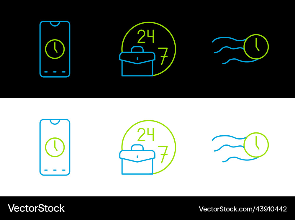 Set line time flies on the clock alarm app mobile vector image
