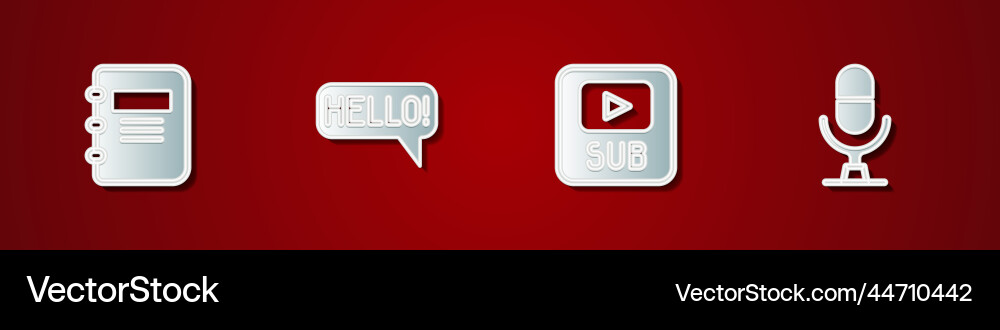 Set notebook hello in different languages video Set notebook hello in different languages video vector image