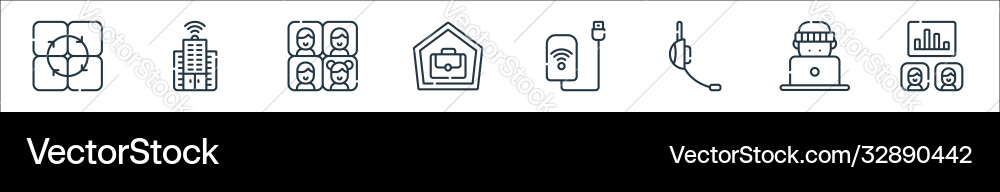 Telecommuting line icons linear set quality Telecommuting line icons linear set quality vector image