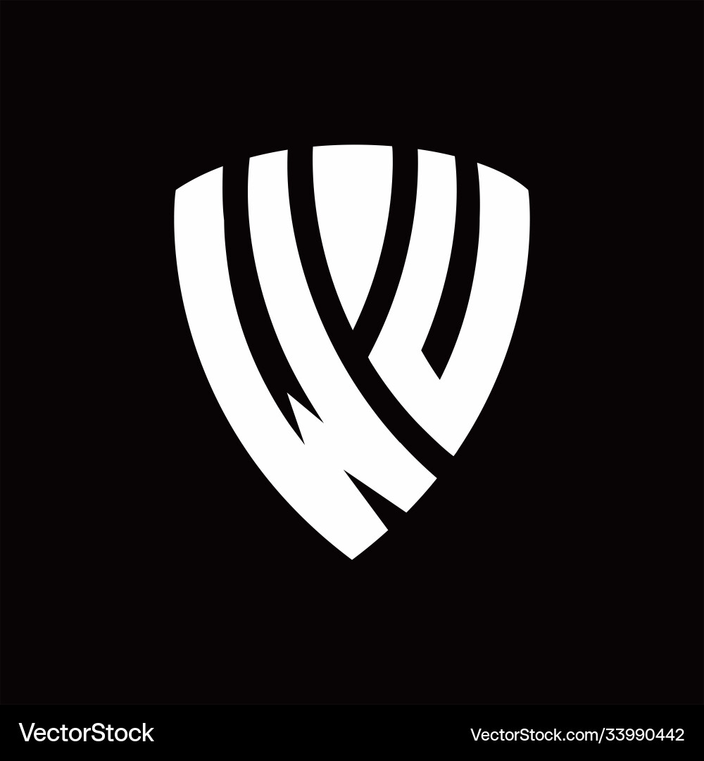 Wu logo monogram with shield elements shape Vector Image
