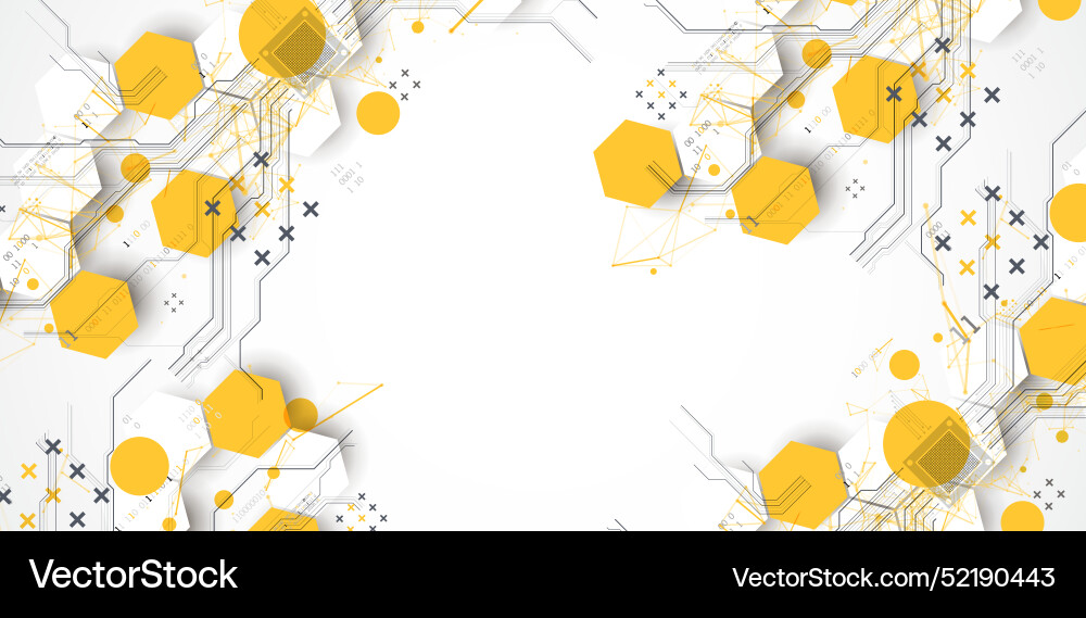 Abstract circuit board background with hexagons Abstract circuit board background with hexagons vector image