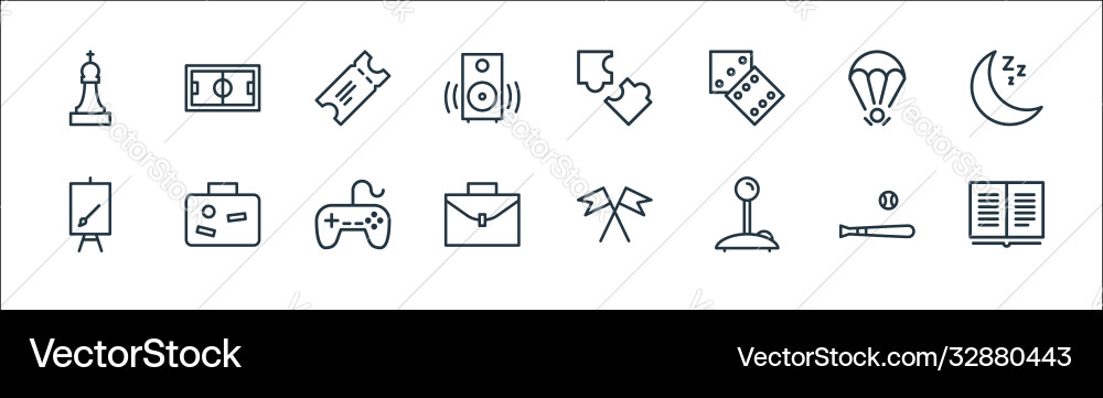 Activities line icons linear set quality Vector Image