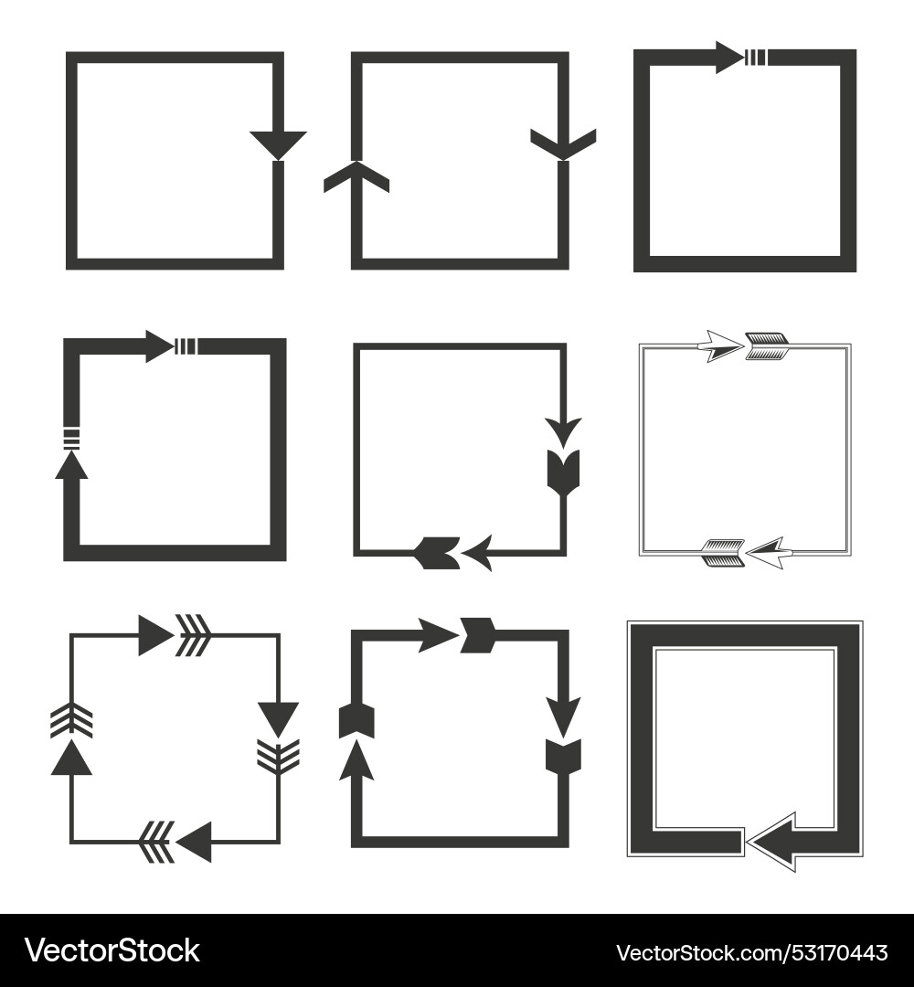 Arrow border frames minimalist square design vector image