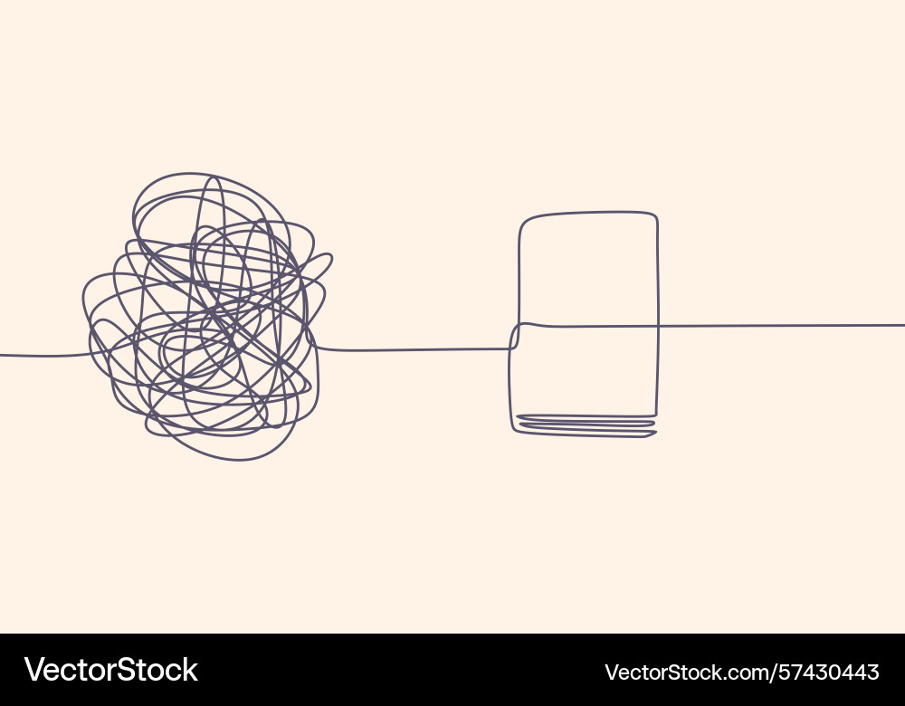 Book with tangled and untangled continuous line Vector Image