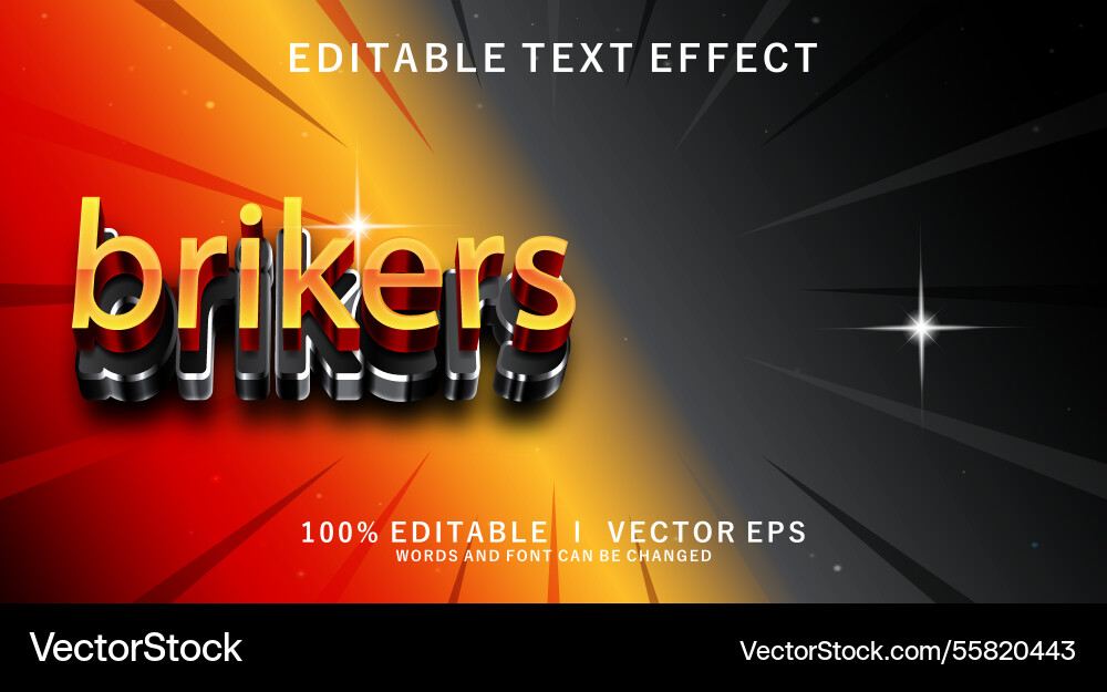 Brikers 3d text effect with modern style design Vector Image