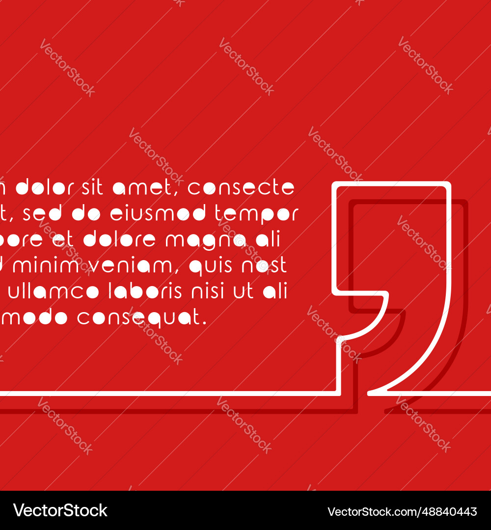 Comma minimal linear design on a red background Comma minimal linear design on a red background vector image