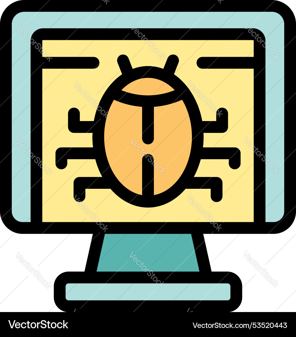 Computer bug displaying system malware and cyber Computer bug displaying system malware and cyber Vector Image