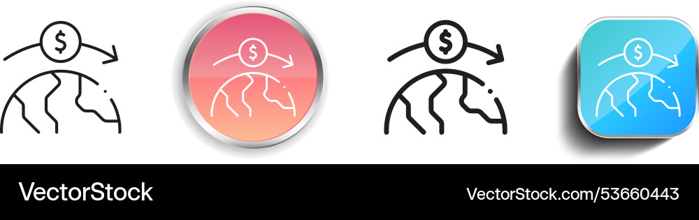 Economic icon thin linear regular and button vector image