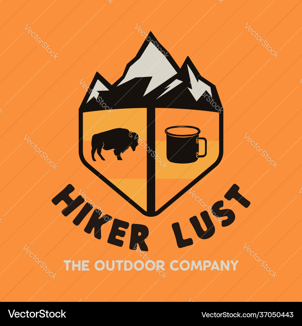 Hiker lust logo retro outdoor company emblem vector image