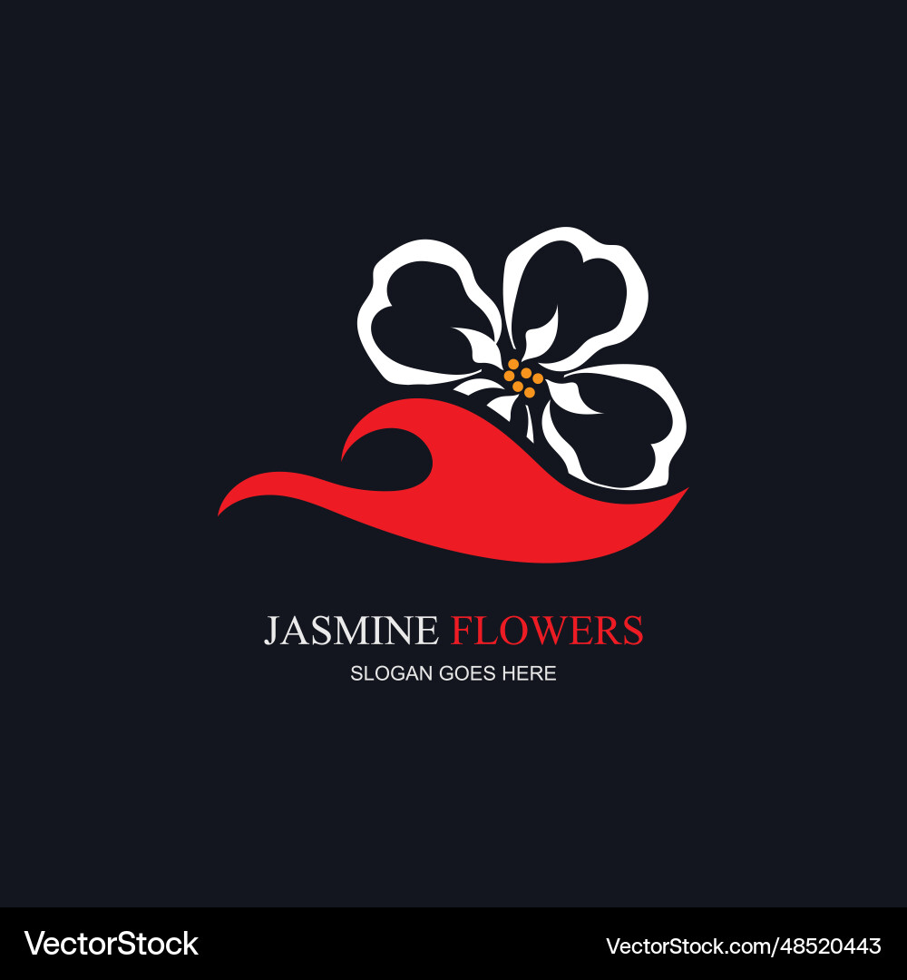 Jasmine element logo round emblem in minimal Vector Image