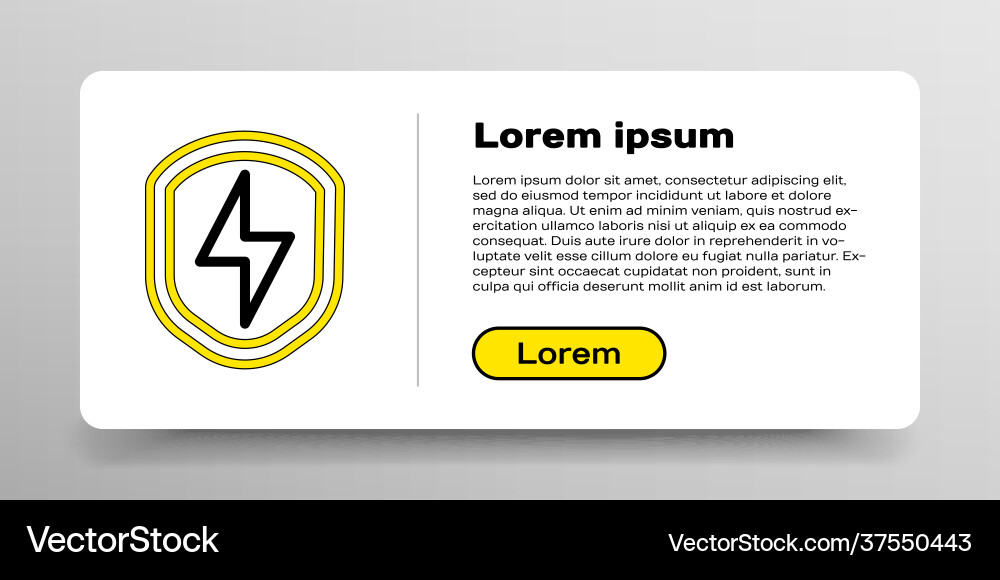 Line secure shield with lightning icon isolated Vector Image