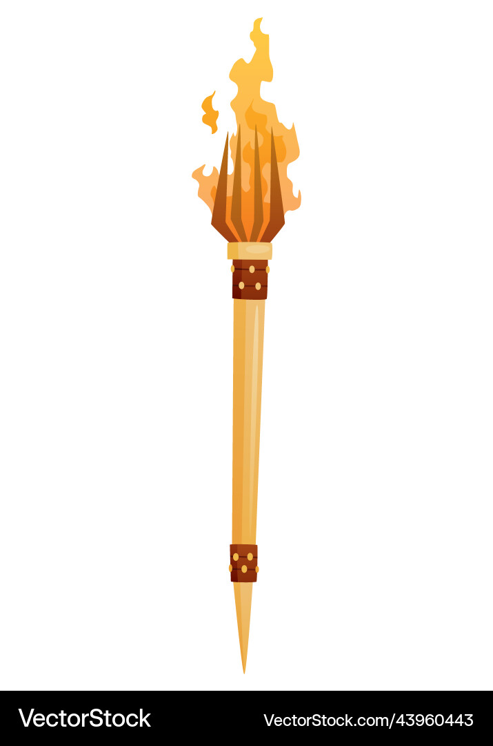 Medieval torch with burning fire ancient Vector Image