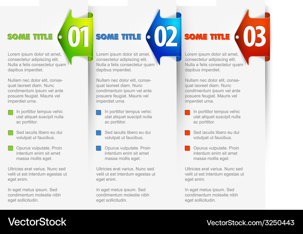 One two three - options with arrows background vector image