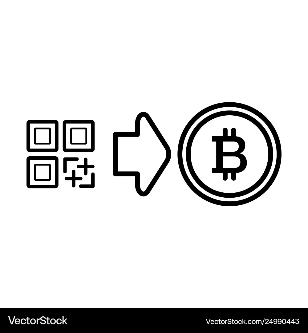 Qr code bitcoin line icon Qr code bitcoin line icon vector image