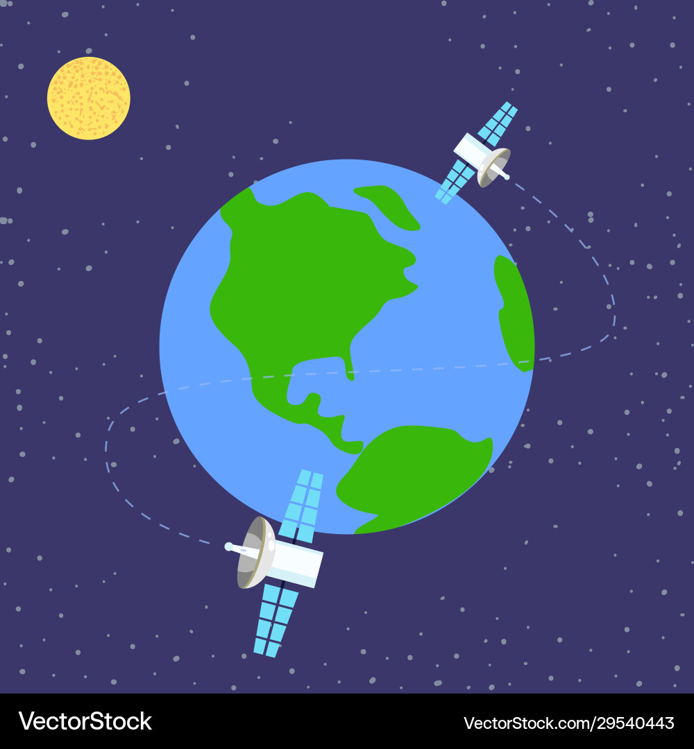 Satelliten-Orbit um Planeten Erde einfach Satelliten-Orbit um Planeten Erde einfach vektorbild