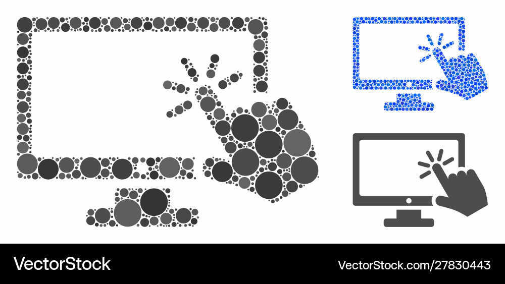 Screen click mosaic icon round dots Screen click mosaic icon round dots vector image