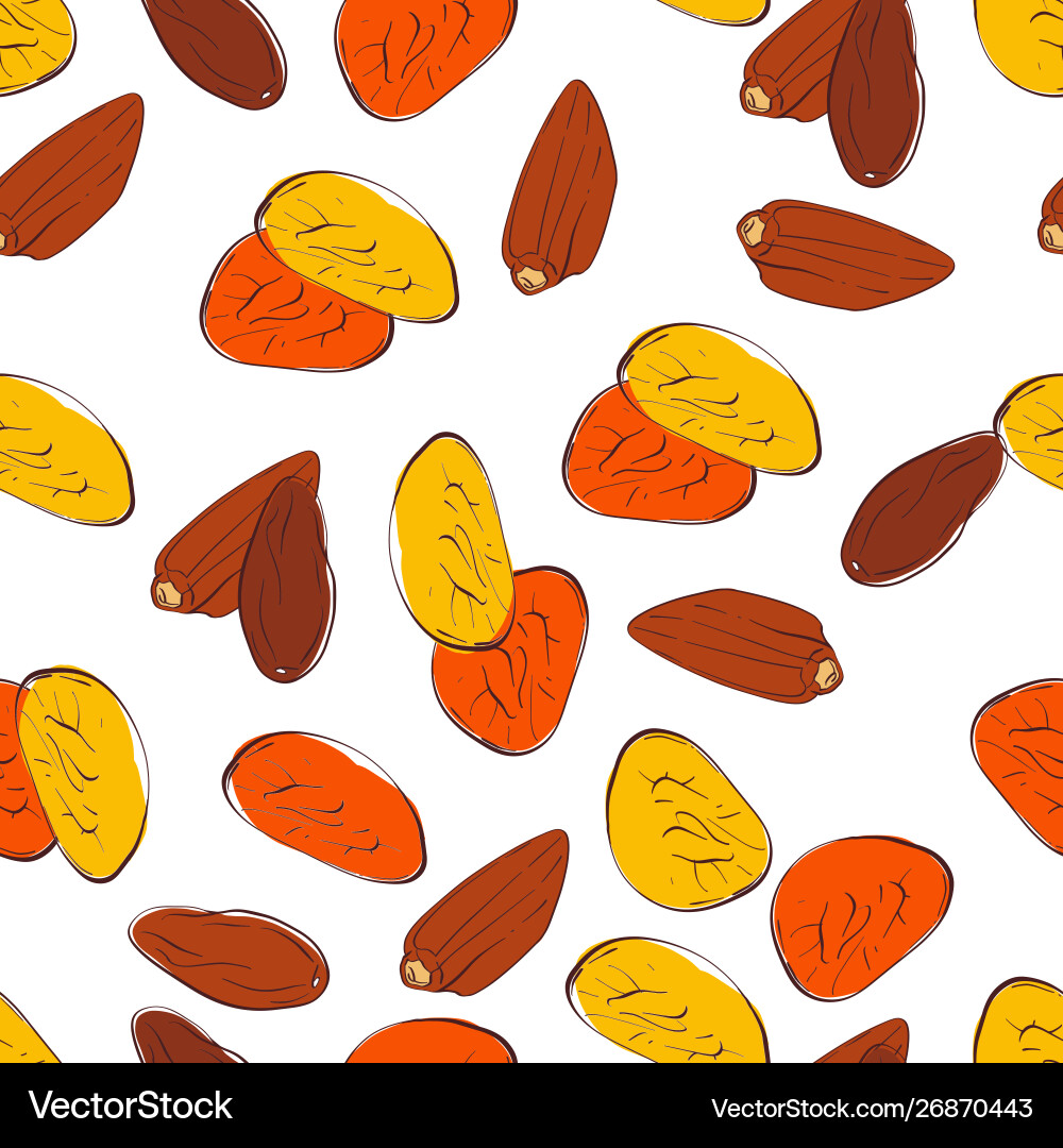 Seamless pattern dried apricots and dates Vector Image