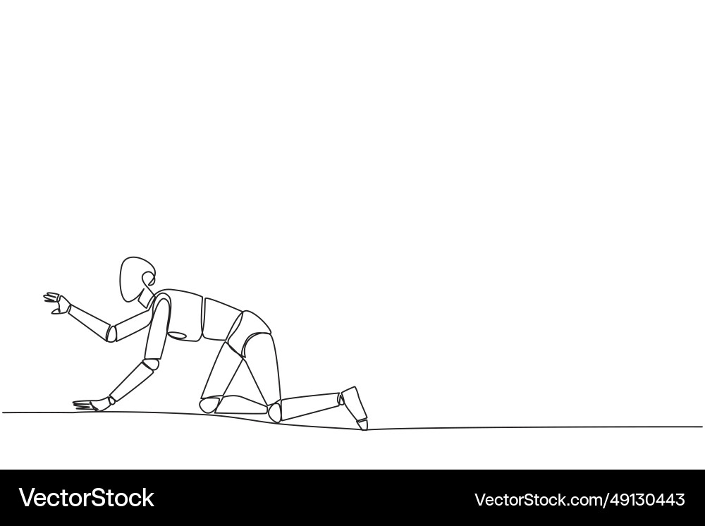 Single continuous line drawing robot artificial vector image