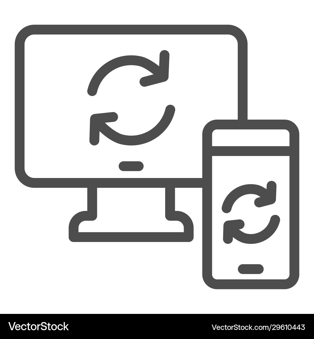 Synchronization between devices line icon wifi Synchronization between devices line icon wifi Vector Image