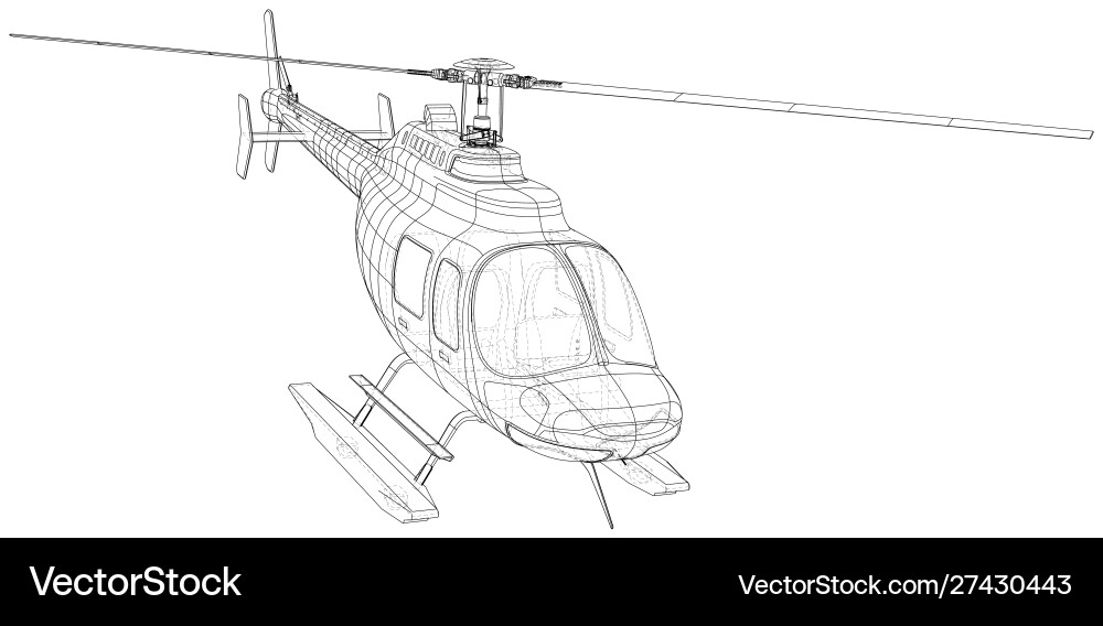 Wireframe Helicopter Blueprint Vector Image