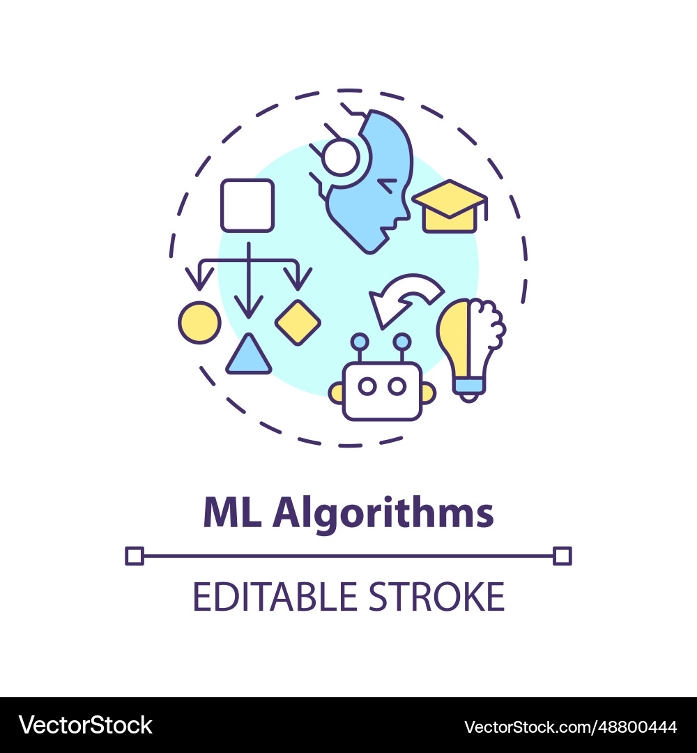2d customizable thin line icon ml algorithms 2d customizable thin line icon ml algorithms vector image
