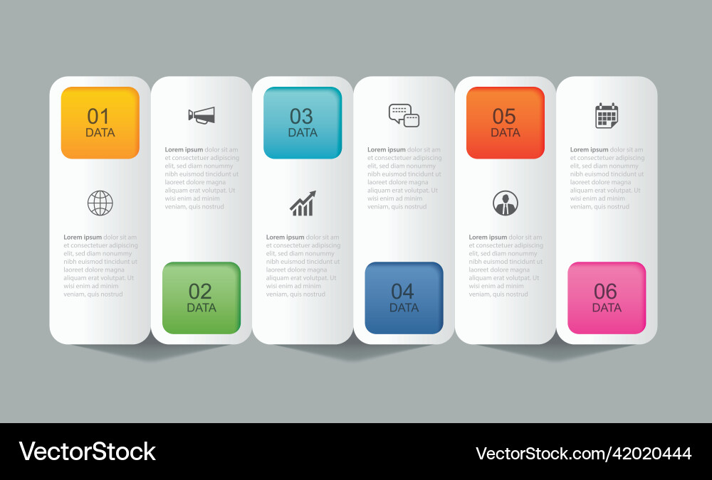 6 data infographics tab paper index template 6 data infographics tab paper index template vector image