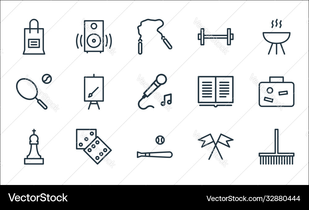 Activities line icons linear set quality Activities line icons linear set quality Vector Image