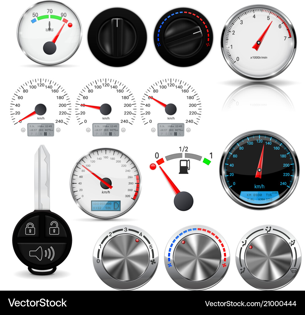 Car Dashboard Gauges & Controls vector image
