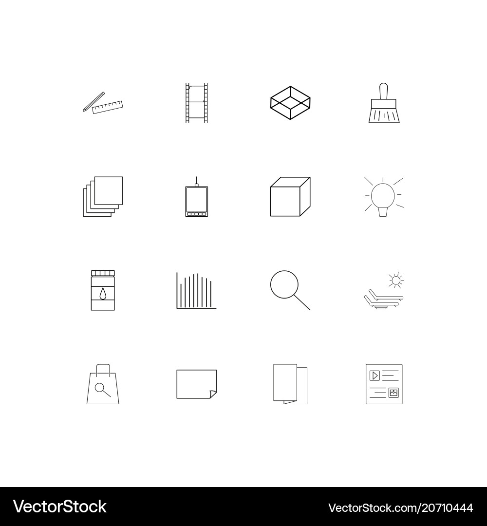 Creative process and design simple linear icons vector image