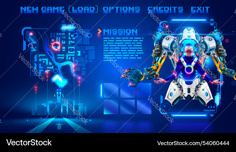 Cyborg Menu Interface - Futuristic Game vector image