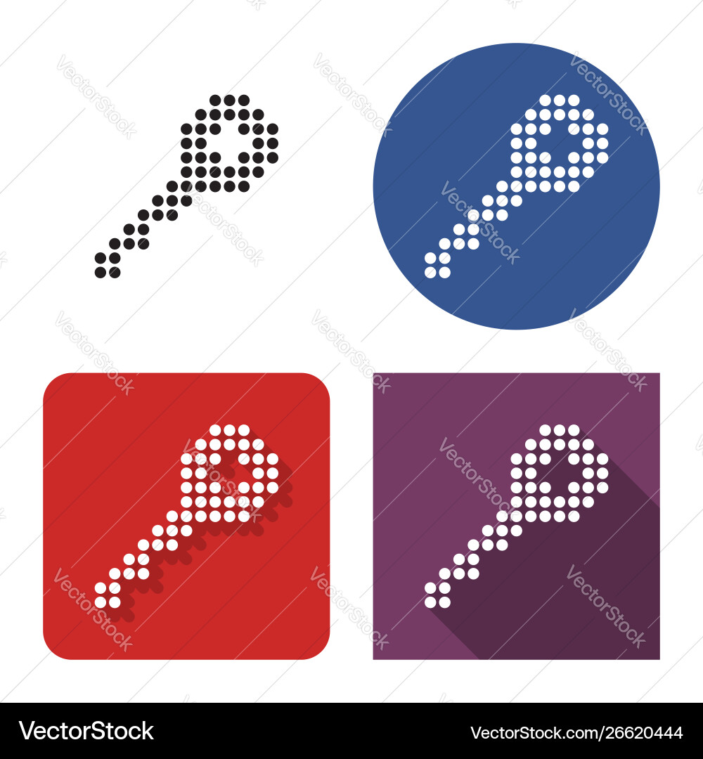 Dotted icon key in four variants with short Dotted icon key in four variants with short vector image
